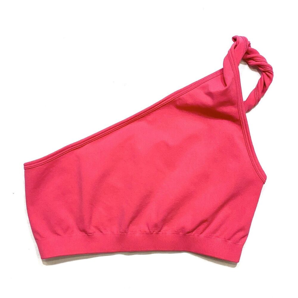 HELMUT LANG Womens Asymmetric Twist Bra Top Rose Pink XS S NWT 125 Rose Hot PINK